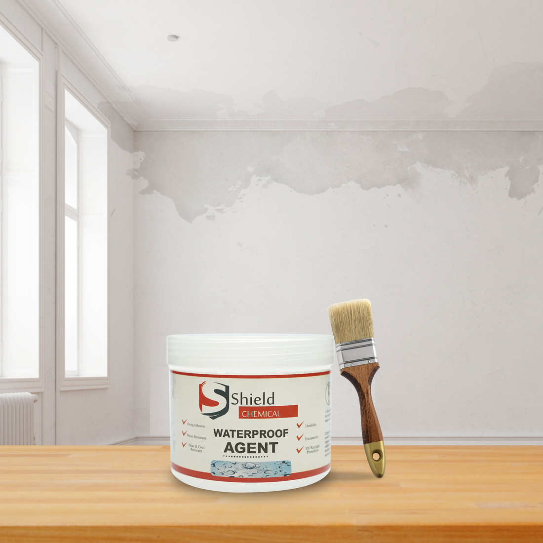 Shield Chemical Waterproof leak agent, Waterproofing Sealant Transparent paint, Original highly effective & transparent sealant glue (with free brush)